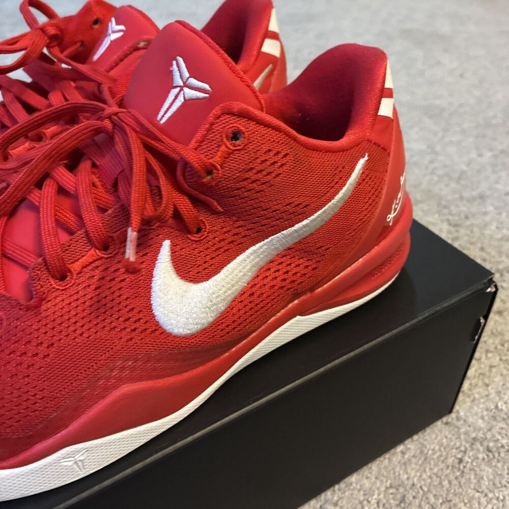 NIKE KOBE Bryant 8 UNIVERSITY RED White SIZE 7 NBA Sneakers - Picture 12 of 16